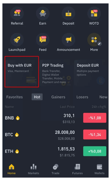 How to buy bitcoin best sale in binance using credit card